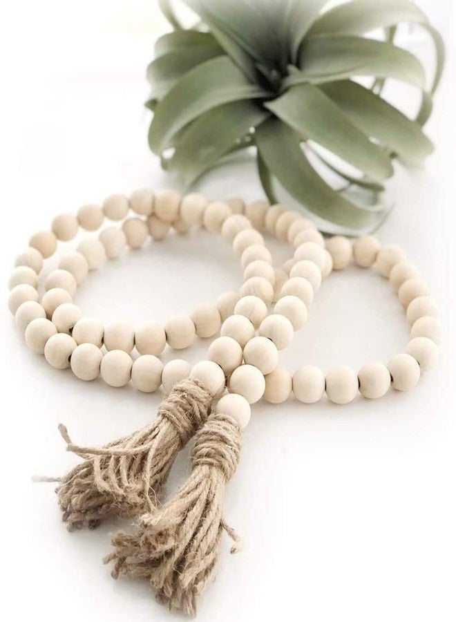 GRBAMBI 58inch Wood Beads Garland Farmhouse Beads - Natural Prayer Wood String Beads Decorative Beads for Wall Hanging Vase Handle Door Boho Decor - Image 5